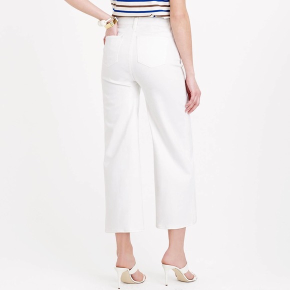 J. CREW Jeans Womens 28 White Rayner Wide Leg Cropped Denim Stretch - Picture 3 of 14